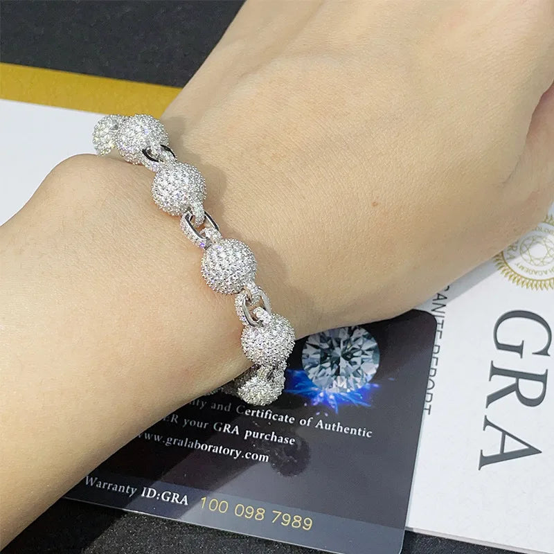 10mm S925 silver VSS1 Pellets Bracelet (Pass Diamonds Tester With GRA)