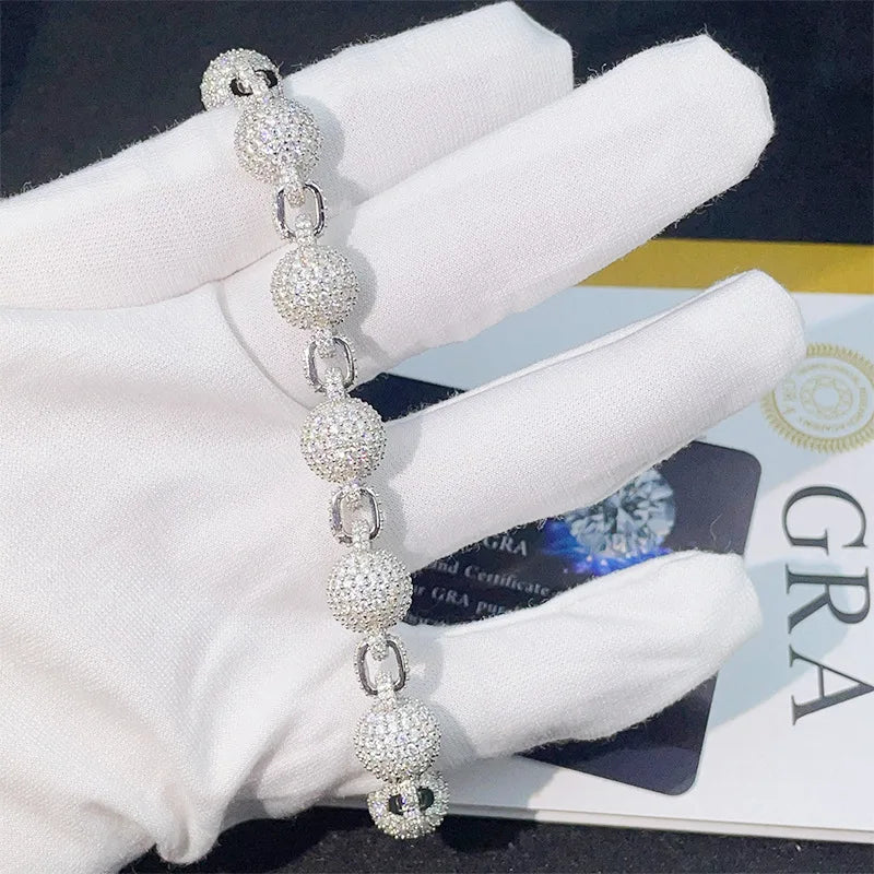 10mm S925 silver VSS1 Pellets Bracelet (Pass Diamonds Tester With GRA)